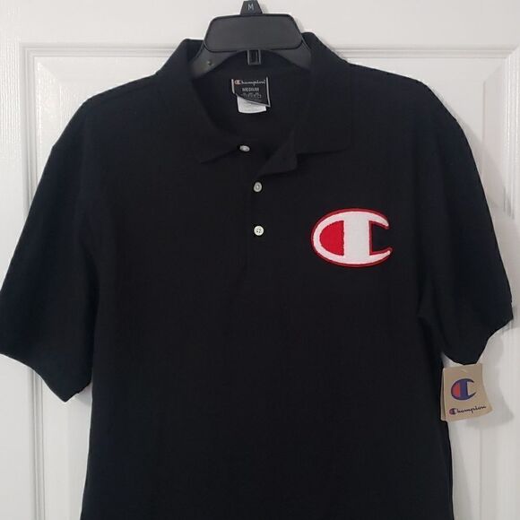 Champion Black Logo Polo Shirt. New w/ Tags. Men's Medium - Picture 1 of 10